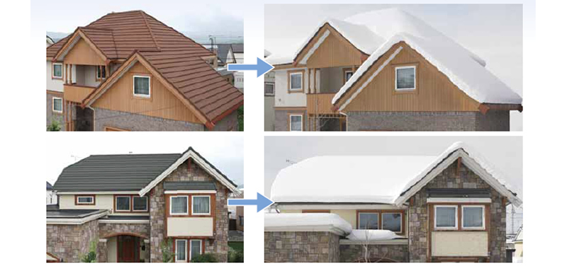 屋根の雪対策 落雪しにくく 積雪に強い屋根材 デクラ屋根システム